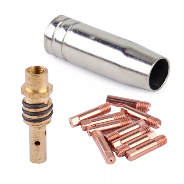 12pcs MB 15AK MIG/MAG Welding Torch Contact Tip M6 Gas Nozzle Shroud Holder Kit