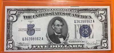 WOW 1934-C SERIES $5 Silver Certificate Blue Seal ( Q-A Block )  - UNC CONDITION