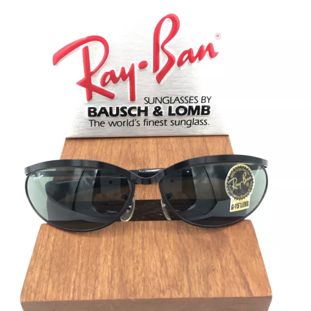 Lunettes De Soleil Vintage Bausch & Lomb Ray Ban W1981 Noir Olympien Courbe G15 Wrap 2