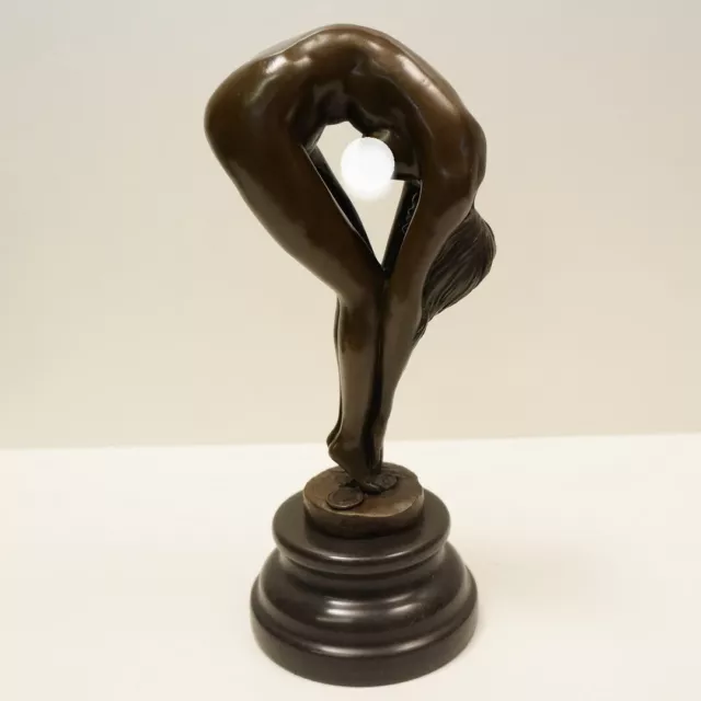 Signed Bronze Art Deco Style Art Nouveau Style Pin-up Sexy Dancer Sculpture Stat