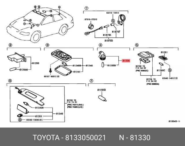 Original OE Kofferraumlicht Objektiv, 8133050021 für Toyota 81330-50021