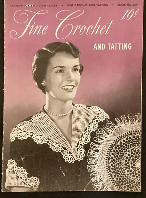 Folleto de instrucciones y patrones de crochet fino y tatuajes de colección 1949