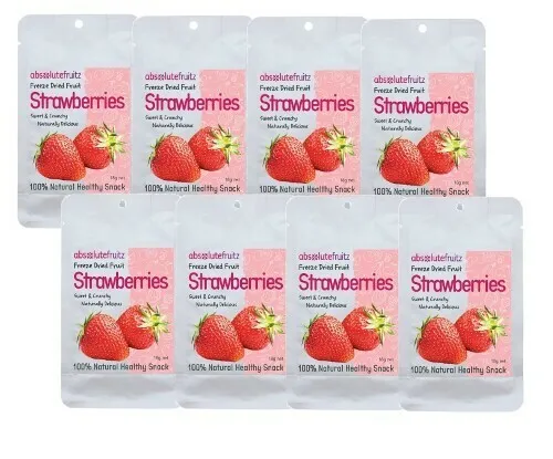 8 x AbsoluteFruitz Freeze Dried Whole Strawberries 18g - 144g TOTAL