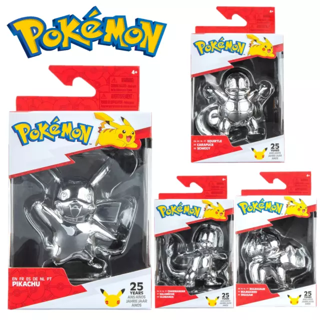 Pokémon 25th Anniversary Silber 7.6cm Figuren - Auswahl Von 4 Pokémon