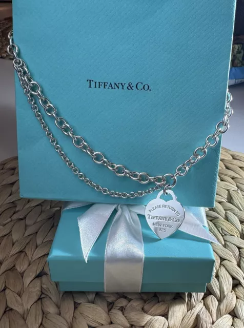 Tiffany & Co. Double Chain Necklace With Heart Tag