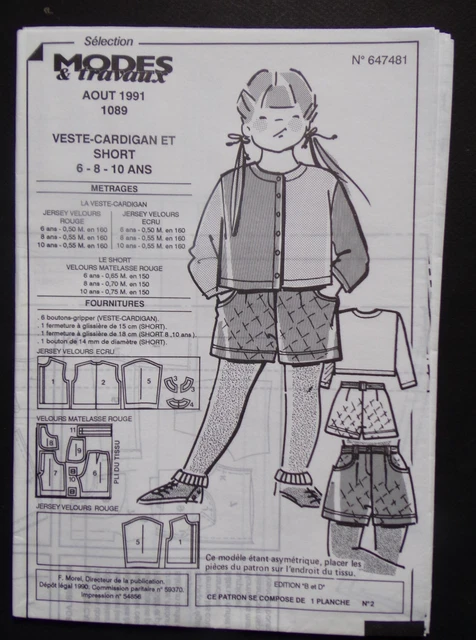 Patron De Veste Modes Et Travaux Mars 2024 - Pour Fillette Et Poupée, Occasion