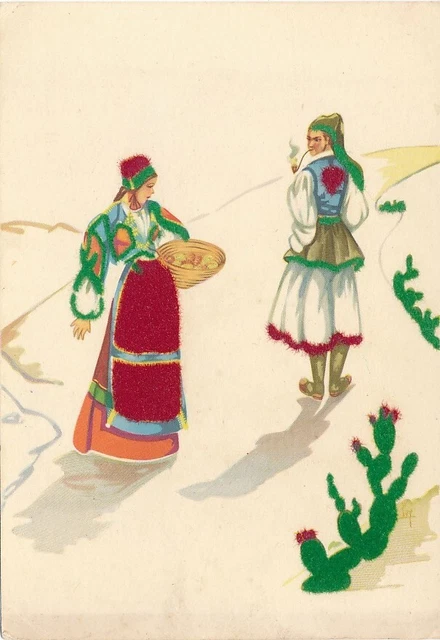 Cartolina Costumi Sardegna Desulo Tempera di Lola Loy Non Viaggiata