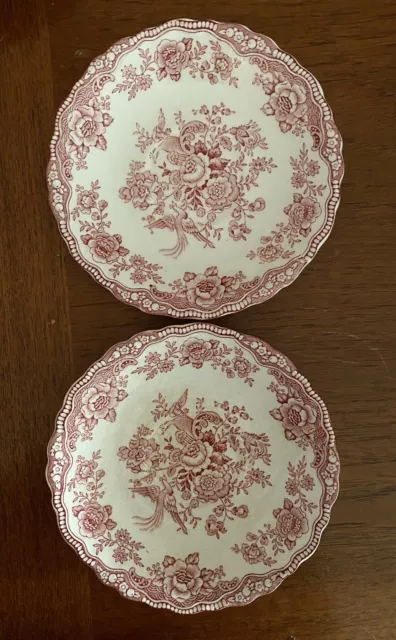 2 Vintage Pink "Bristol" Crown Ducal England 6” Pink Saucers