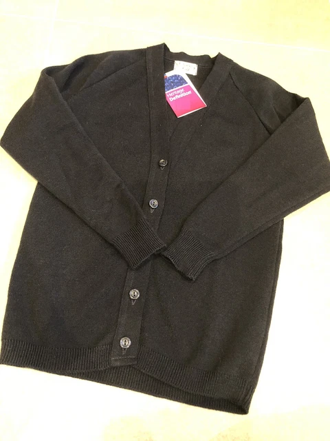 Cardigan scuola blu navy Charles Kirk 32"" impugnature circa 9-10 anni.