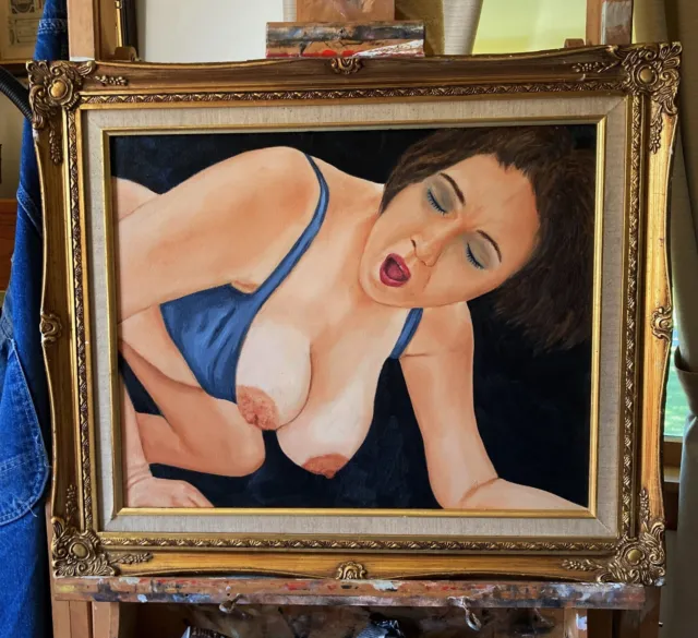 VANWINKLE ORIGINAL NUDE Woman Oil Painting MATURE BRUNETTE X Canvas Signed PicClick