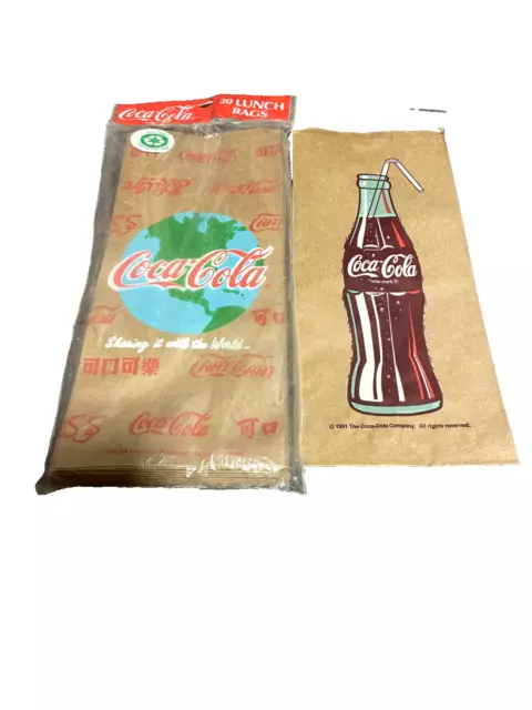 Vintage 1991/1992 Coca Cola Paper Lunch Bags 20