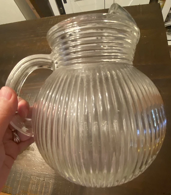 Vintage Hazel atlas Clear Ribbed Glass Pitcher