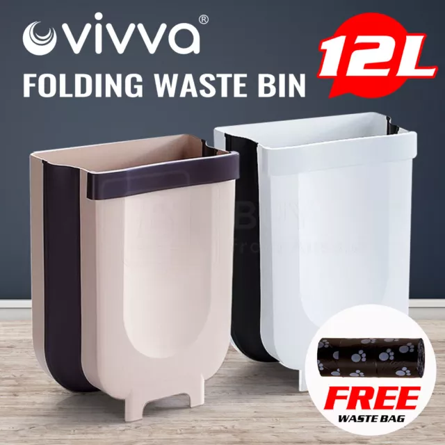 Wall Mounted Foldable Waste Bin Kitchen Cabinet Door Cupboard Hanging Trash Can