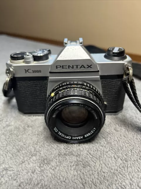 Asahi Pentax K1000 35mm SLR Film Camera w/Asahi Pentax 50mm Lens Tested