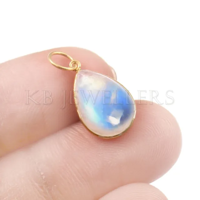 Natural Moonstone Gold Charm Pendant Solid 18k Gold Charm Pendant Dainty Charm