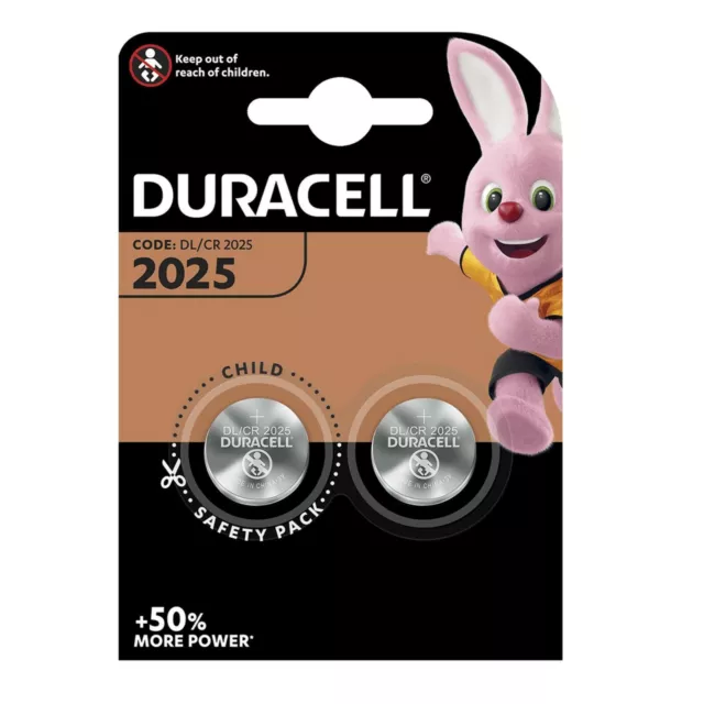 Duracell CR2025 3V Lithium Coin Cell Battery 2025 DL/BR2025 (Pack of 2)