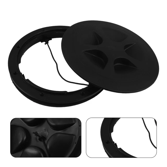 Piastra di Coperta per Boccaporto per Barche, 4 Pollici Portello di Ispezione Rotondo Antiscivolo Nero con Coperchio Staccabile per Camper per Barche con Accesso Marino (Nero