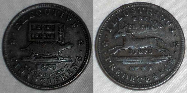 1837 Hard Times Copper Token Turtle and Running Mule/Jackass HT #34 Toned VF
