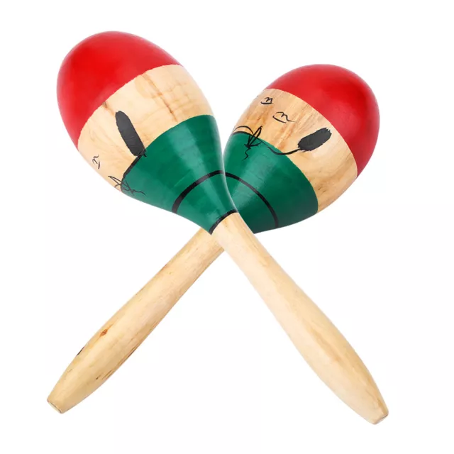 1 Pair Of Wooden Maracas Large 25cm Musical Educational Instrument Toy