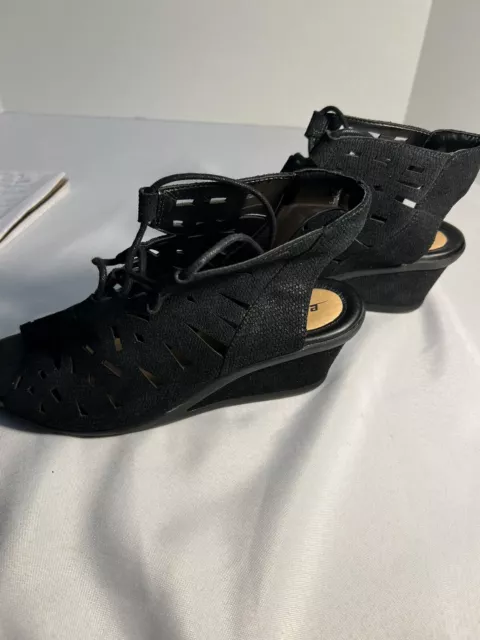 Earth Womens Wedge Sandals Daylily Black 11-B Laces Leather. 3