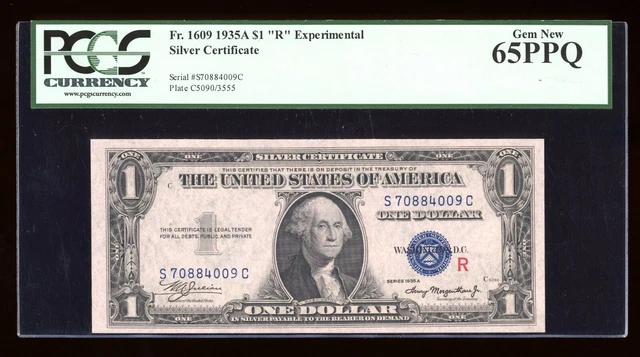 DBR 1935-A $1 Silver Gem Experimental (R) Fr. 1609 PCGS 65 PPQ Serial S70884009C
