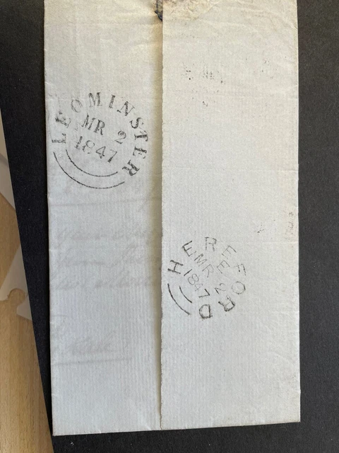 1847 Queen Victoria Entire Good Hereford & Leominster Double Arc Datestamps