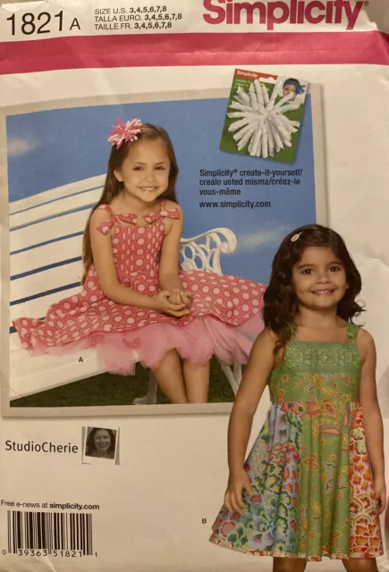 Simplicity Sewing Pattern 1821 - Girls' Dress & Underskirt Sz 3 - 8