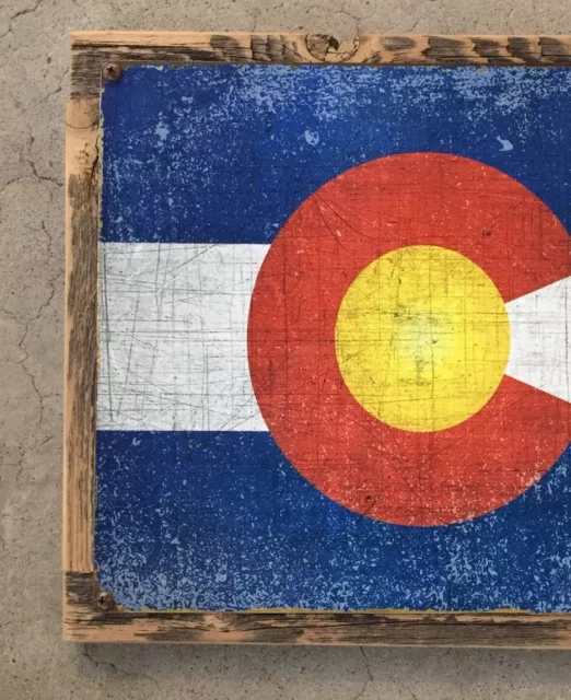 Colorado State Flag Rockies Rocky Mountains Ski Skiing Vintage Metal Sign Decor 3