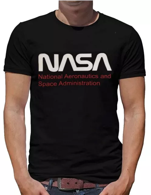 T-shirt da Uomo Nasa novità maglietta vestibilità regolare colore nero spazio