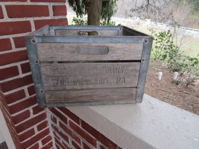 Vintage East End Dairy Williamsport Pa Milk Bottle Crate Wood Box Advertising