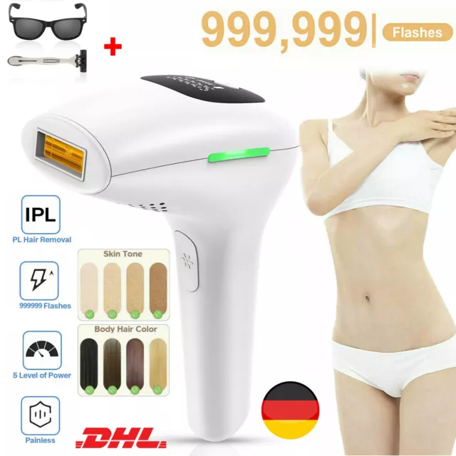 IPL Laser Haarentfernungsgerät Haarentferner 999999 Impulse Schmerzlos Epilierer