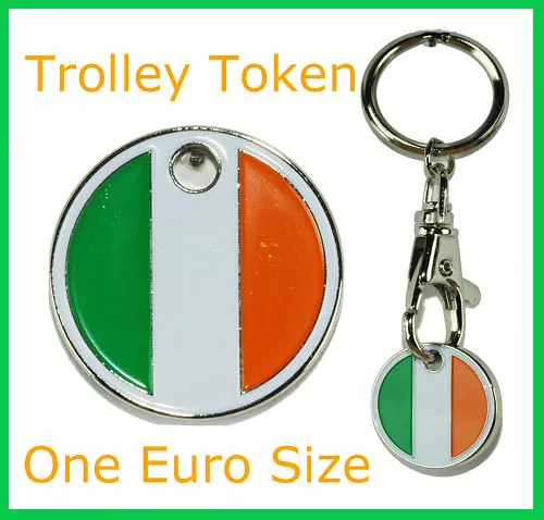 12 x One Euro Irish Trolley Coin Token Keyring Ireland