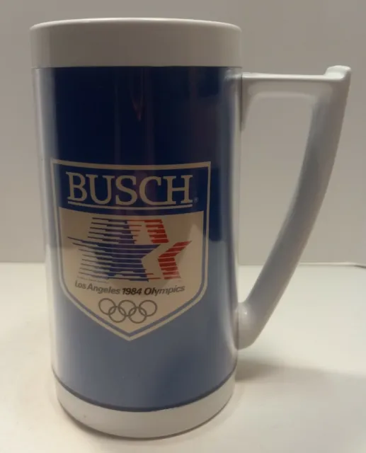 Vintage Busch Beer 1984 Los Angeles Olympics Plastic Souvenir Mug Thermo Serv
