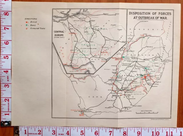 Boer War Era Map/Battle Plan Disposition Of Forces Outbreak Of War Cape Colony