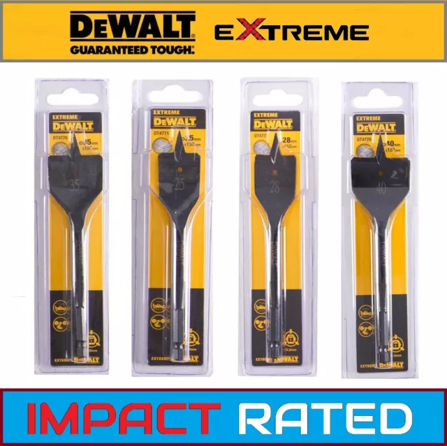 DeWalt Wood Drill Bits Extreme Impact Rated for Wood Spade Flat Bit Sealed Packs