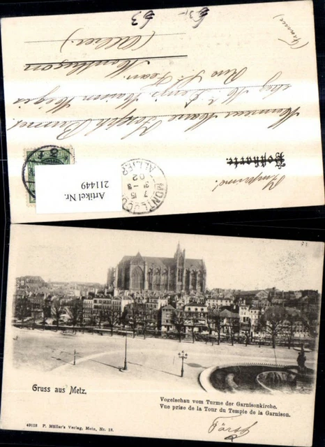 211449,Metz Vogelschau v. Turme d. Garnisonkirche Vur prise de la Tour du Temple
