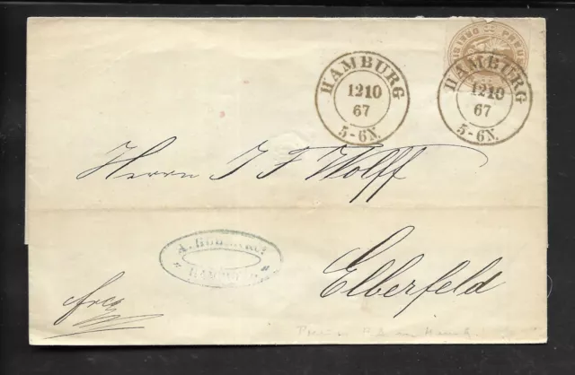 Preußen -Brief Hamburg - Elberfeld 1867