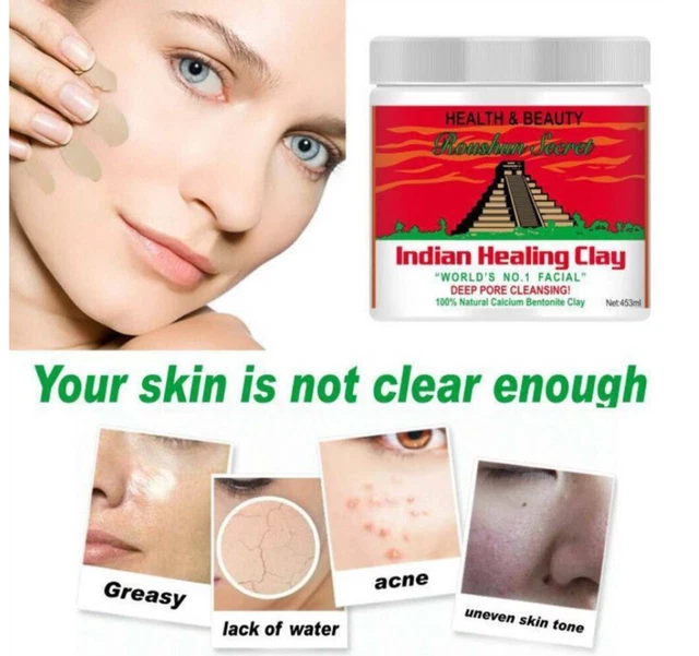 Arcilla curativa india azteca secret 2025: 1 lb 454 g limpieza facial del cuerpo