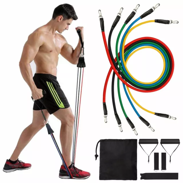 Yoga Resistance Bands Set Anchor Ankle Strap  With Handles Gym Body Fitnes 11pcs