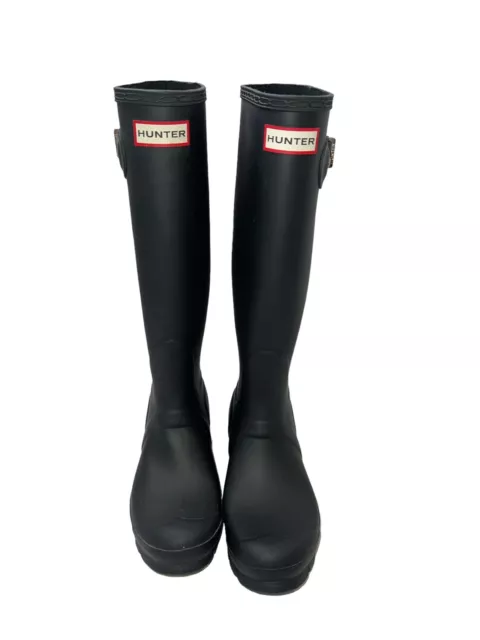 HUNTER WOMEN'S ORIGINAL Black Tall Rubber Rain Boots Size 7 Pull On ...