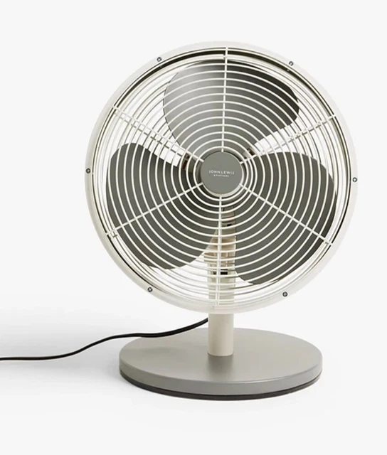 JOHN LEWIS 12& Desk Fan, H42 x W29 x D33cm, Electric, Cable 1.6m, Grey