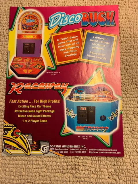 Original 8-11”  Disco duck Arcade game Ad FLYER