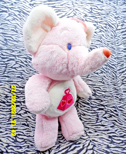 Cc/ Peluche Vintage Bisounours Care Bears Lotsa Heart Cousin Elephant Rose 35Cm