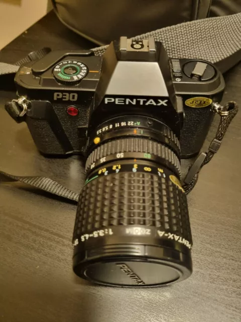 Pentax P30n fotocamera reflex analogica+valigetta con flash, obiettivo, manuale