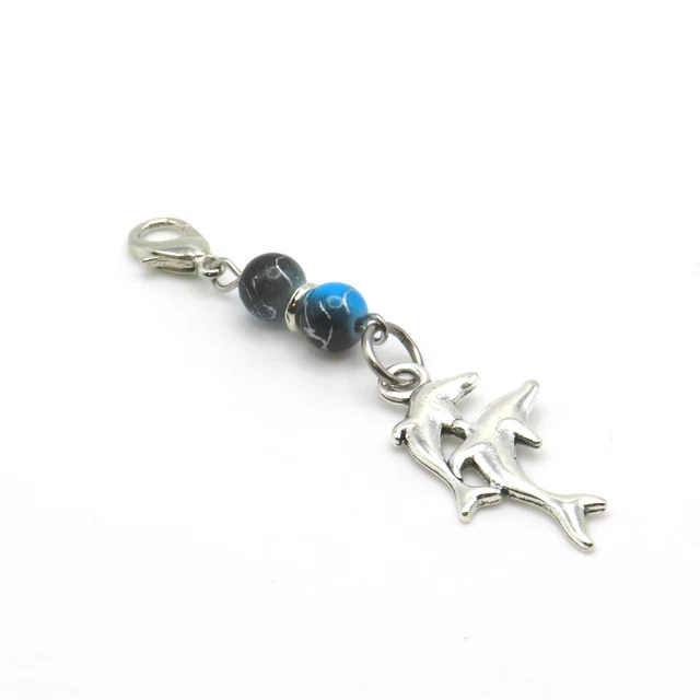 Dolphin Charm Purse Charm Bag Charm Zipper Pull Keychain Handmade Beach Jewelry
