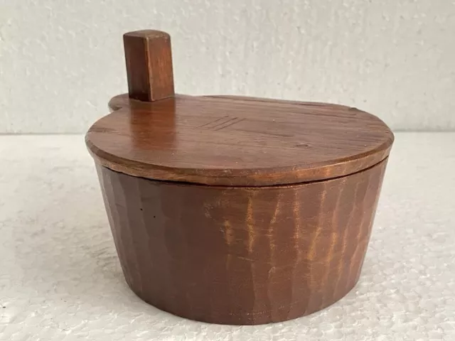 Antiguo Viejo Tallada a Mano Kerala Cocina Vasijas En India Madera Cuenco/Caja