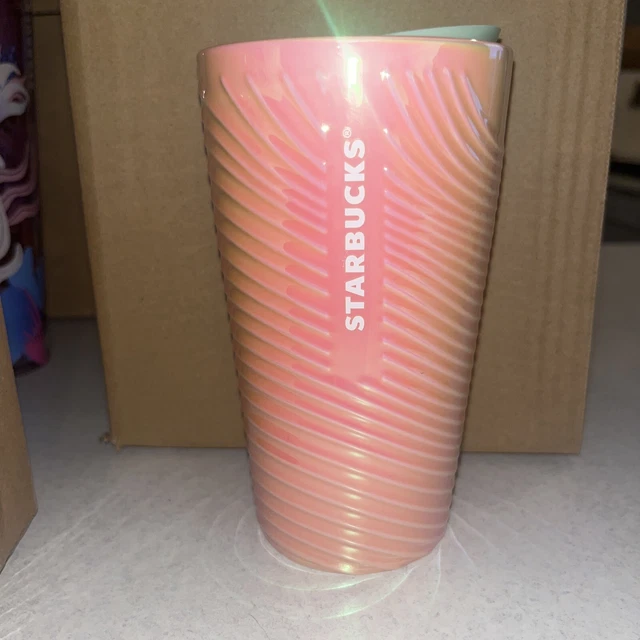 Starbucks Cotton Candy Luster Ceramic Tumbler Travel Cop 12OZ Spring 2023