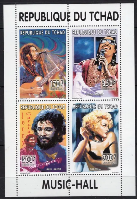 Stevie Wonder - Bob Marley - Madonna - Gerry Garcia Briefmarken MNH** M109