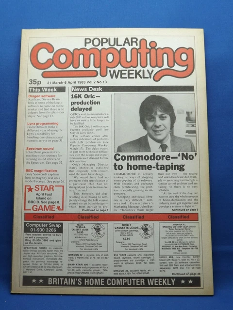 POPULAR COMPUTING WEEKLY Vol 2 No 13 31 March - 6 April 1983 £4.00 ...