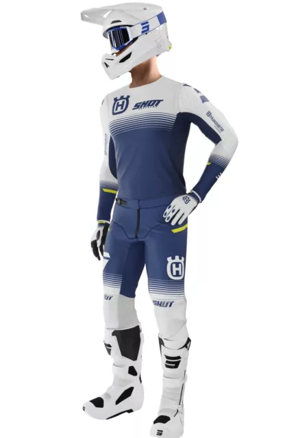 Maillon Pantalon Gants Cross Enduro Shot Husqvarna Aerolite Ltd 23 Bleu Blanc